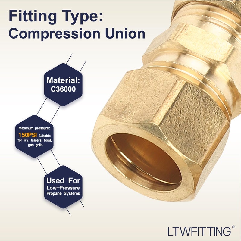 LTWFITTING 5/8-Inch OD Compression Union,Brass Compression Fitting(Pack of 5) - Image 3